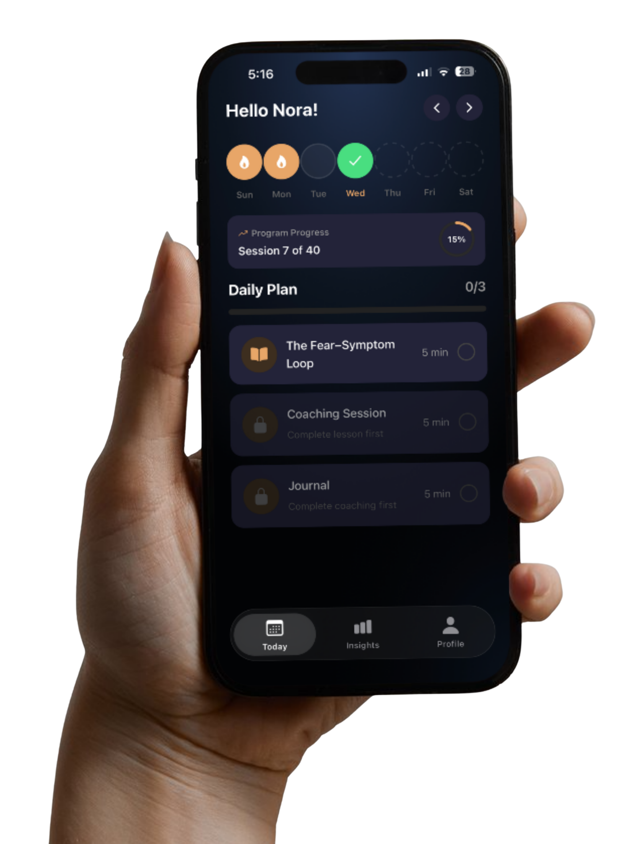 Nervana app home screen